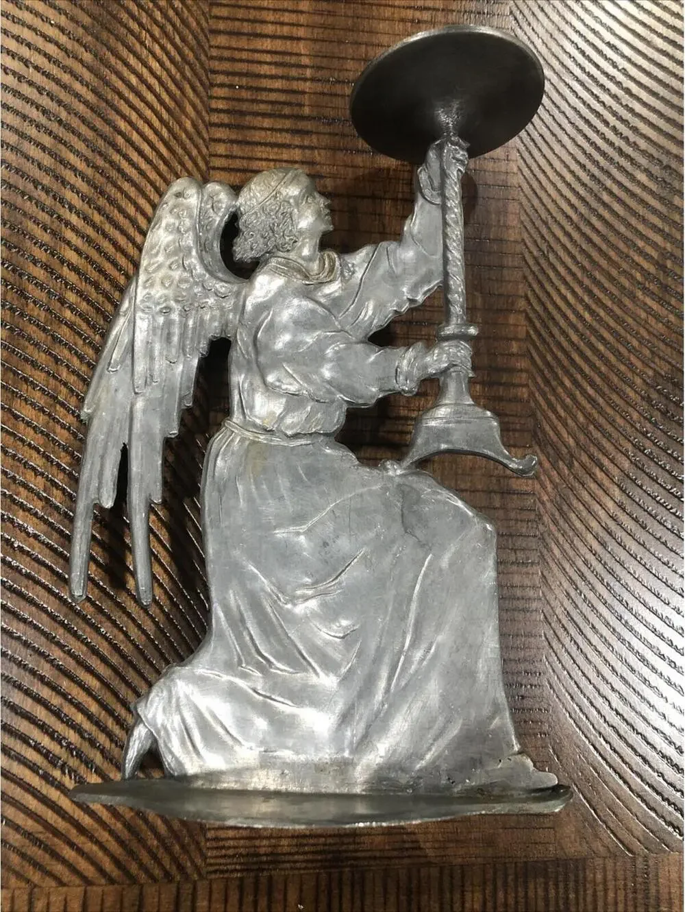 Vtg Pewter Kneeling Angel Candleholder‎ Made In West Germany Celestial Religious
